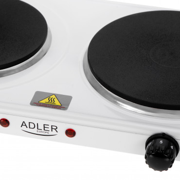 Adler Hot Plate | AD 6520 | Number of burners/cooking zones 2 | White | Electric