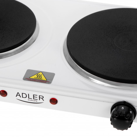 Adler Hot Plate | AD 6520 | Number of burners/cooking zones 2 | White | Electric