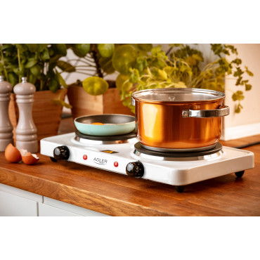 Adler Hot Plate | AD 6520 | Number of burners/cooking zones 2 | White | Electric