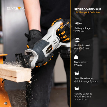 18V Cordless Reciprocating Saw - Without Battery and Charger