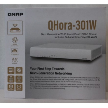 SALE OUT. QNAP QHora-301W WiFi 6 up to 3.5Gbps Speed AX optimized Quad-Core Processor 4x4 MU-MIMO & OFDMA 2* 10GbE (Multi-Gig) W