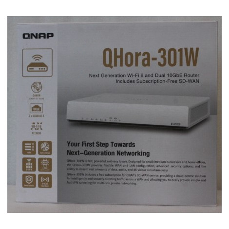 SALE OUT. QNAP QHora-301W WiFi 6 up to 3.5Gbps Speed AX optimized Quad-Core Processor 4x4 MU-MIMO & OFDMA 2* 10GbE (Multi-Gig) W