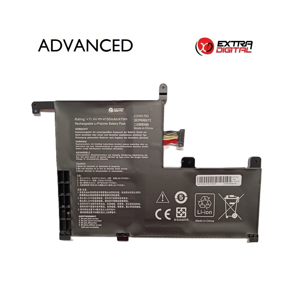 Nešiojamo kompiuterio baterija ASUS C31N1703, 4150mAh, Extra Digital Advanced