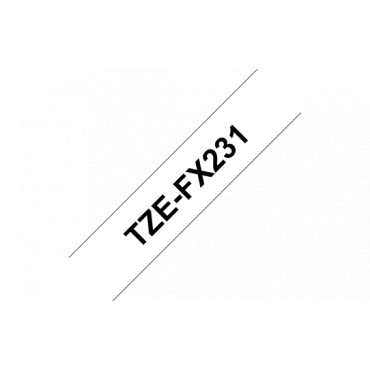 Brother | TZe-FX231 Flexible ID Laminated Tape | Black on White | TZe | 8 m | 1.2 cm