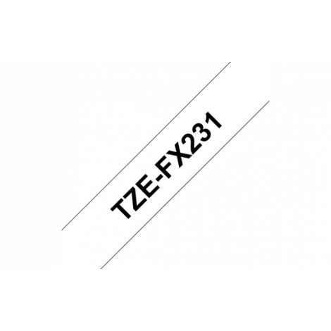 Brother | TZe-FX231 Flexible ID Laminated Tape | Black on White | TZe | 8 m | 1.2 cm