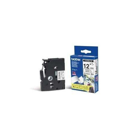 Brother | TZe-FX231 Flexible ID Laminated Tape | Black on White | TZe | 8 m | 1.2 cm