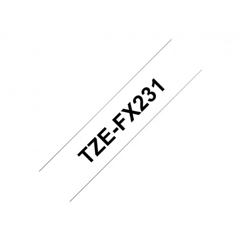 Brother | TZe-FX231 Flexible ID Laminated Tape | Black on White | TZe | 8 m | 1.2 cm