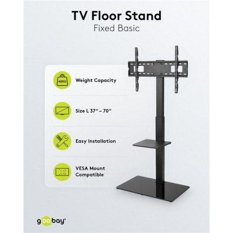 Goobay 58526 TV Floor Stand Basic (Size L), Black