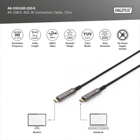 Digitus 4K USB Type-C AOC AV Connection Cable | AK-330160-150-S