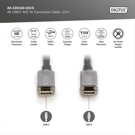 Digitus 4K USB Type-C AOC AV Connection Cable | AK-330160-150-S