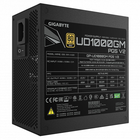 Gigabyte Power Supply, ATX 12V v3.1 | UD1000GM PG5 V2 | 1000 W
