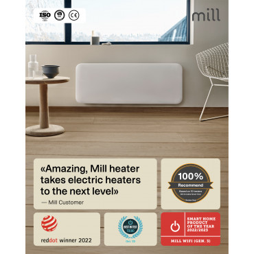 Mill Invisible Smart WiFi Heater | PA2000WIFI4 | Panel Heater | 2000 W | Suitable for rooms up to 24-28 m | White | IPX4