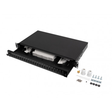Lanberg Rackmount 19" 1U Fiber Patch panel 24xSC Simplex/24XLC Duplex Black + Accessories | Lanberg