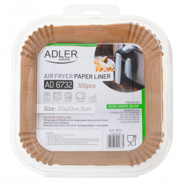 Adler Paper Liners for Air Fryer | AD 6732 | 100 | Dimensions (W x L) 20 x 20 x 4.5 cm