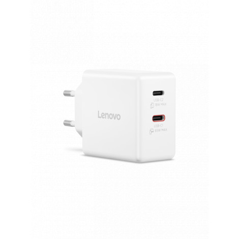 Lenovo Accessories Dual USB-C 65W GaN Power Adapter WH-EU | Lenovo USB-C | AC Adapter