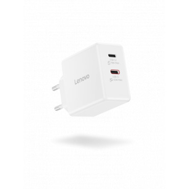 Lenovo Accessories Dual USB-C 65W GaN Power Adapter WH-EU | Lenovo USB-C | AC Adapter