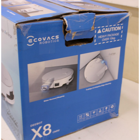 SALE OUT. Ecovacs DEEBOT X8 OMNI Vacuum cleaner, Robot, Wet&Dry, 18000Pa, TruEdge 2.0, AIVI 3D 3.0, YIKO-GPT, White+Auto-empty s