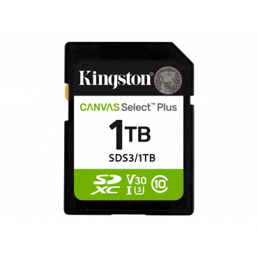Kingston Canvas Select Plus | 1000 GB | SD | Flash memory class Class 10, UHS-I, U1/U3, Video Class 10/30