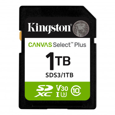 Kingston Canvas Select Plus | 1000 GB | SD | Flash memory class Class 10, UHS-I, U1/U3, Video Class 10/30