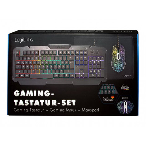 Logilink | Gaming-Set, keyboard, mouse and mouspad | ID0185 | Metal | Keyboard, Mouse and Pad Set | Wired | Mouse included | DE 