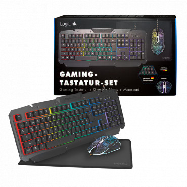 Logilink | Gaming-Set, keyboard, mouse and mouspad | ID0185 | Metal | Keyboard, Mouse and Pad Set | Wired | Mouse included | DE 