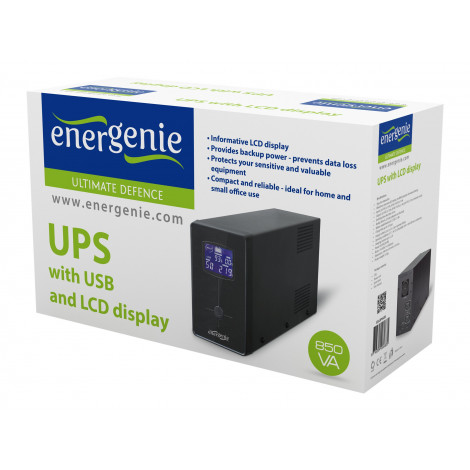 EnerGenie | UPS with USB and LCD display, Black | 850 VA | 220 V
