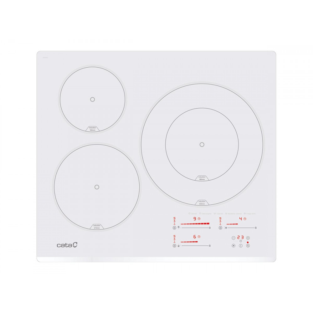 Cata INSB 6030 WH Hob, Induction, Width 59cm, 3 cooking zones, Touch control, White | CATA