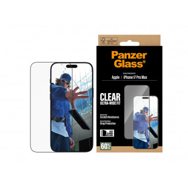 PanzerGlass Screen protector | Apple | iPhone 17 Pro Max | Glass | Transparent | Ultra-Wide Fit w. EasyAligner
