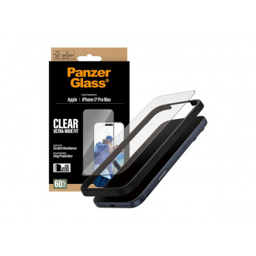 PanzerGlass Screen protector | Apple | iPhone 17 Pro Max | Glass | Transparent | Ultra-Wide Fit w. EasyAligner