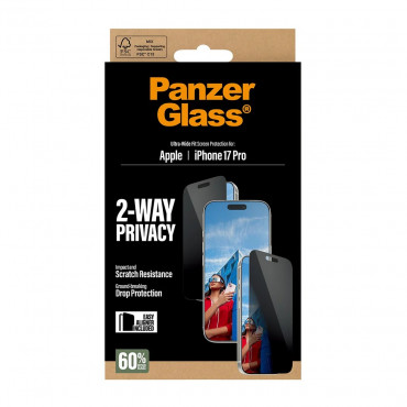 PanzerGlass Screen protector | Apple | iPhone 17 Pro | Glass | Transparent | Ultra-Wide Fit w. EasyAligner
