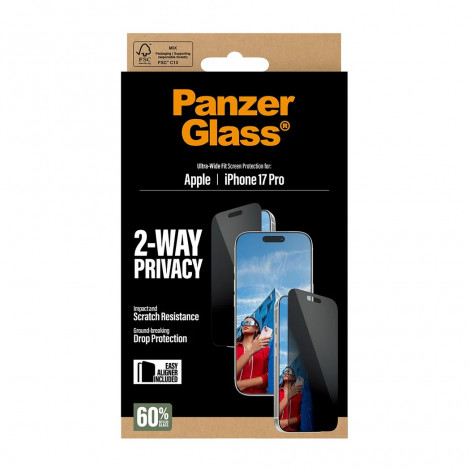 PanzerGlass Screen protector | Apple | iPhone 17 Pro | Glass | Transparent | Ultra-Wide Fit w. EasyAligner