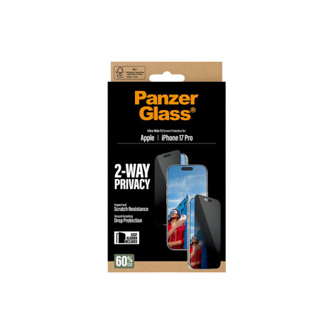 PanzerGlass Screen protector | Apple | iPhone 17 Pro | Glass | Transparent | Ultra-Wide Fit w. EasyAligner