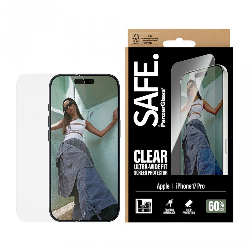 PanzerGlass Screen protector | Apple | iPhone 17 Pro | Transparent | Ultra-Wide Fit w. EasyAligner