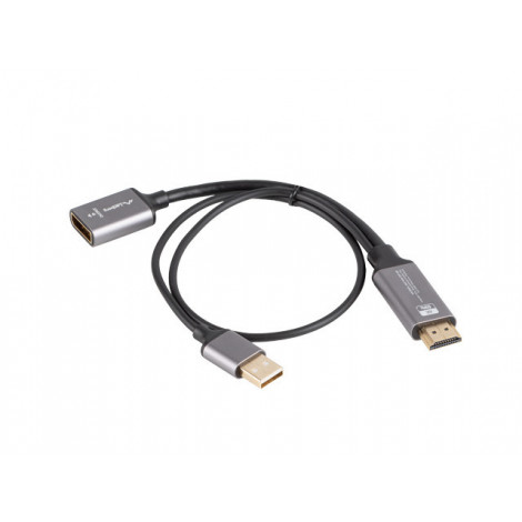 Lanberg HDMI(M)- Displayport(F) Adapter 4K on cable 20cm, Silver