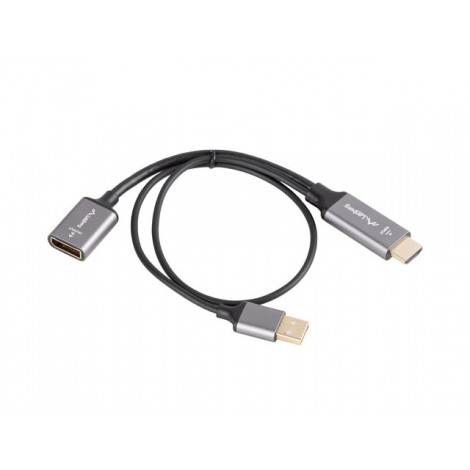 Lanberg HDMI(M)- Displayport(F) Adapter 4K on cable 20cm, Silver