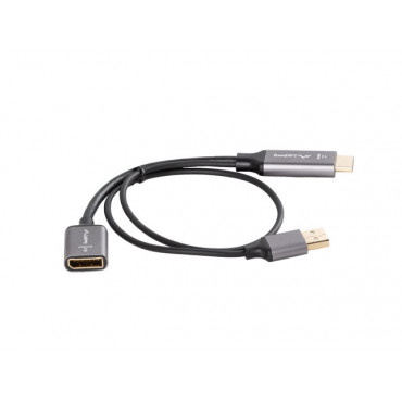Lanberg HDMI(M)- Displayport(F) Adapter 4K on cable 20cm, Silver