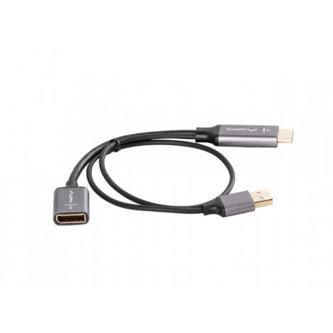 Lanberg HDMI(M)- Displayport(F) Adapter 4K on cable 20cm, Silver