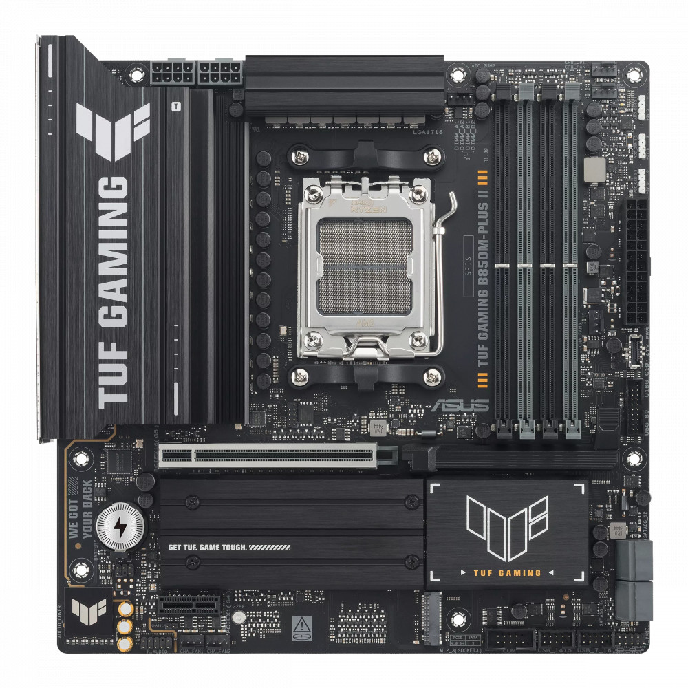 Asus TUF GAMING B850M-PLUS II | Processor family AMD | Processor socket AM5 | DDR5 | Supported hard disk drive interfaces SATA, 