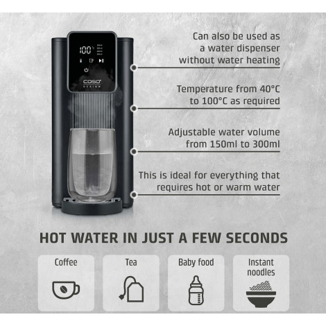 Caso Turbo Hot Water Dispenser | HW 616 | Water Dispenser | 2600 W | 2.5 L | Plastic/Stainless Steel | Black/Stainless Steel
