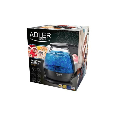 Kettle | Adler | Kettle | AD 1224 | Standard | 2000 W | 1.5 L | Glass | 360 rotational base | Black