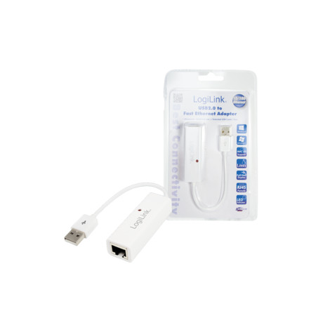Logilink | Fast Ethernet USB 2.0 to RJ45 Adapter: | 0.115 m | White | USB-A to RJ45