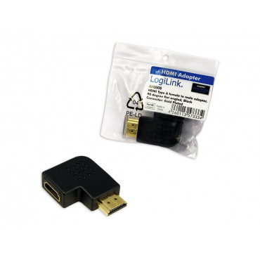 HDMI Adapter, AM to AF in 90 degree flat angled | Logilink