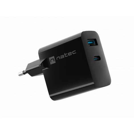 Natec Ribera USB Charger, 1x USB-A, 1x USB-C, 45 W | NUC-2143