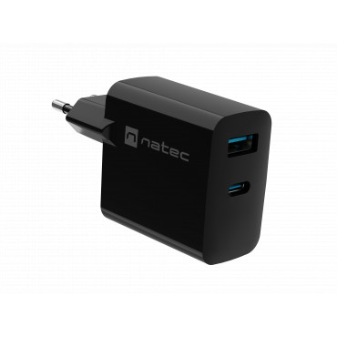 Natec Ribera USB Charger, 1x USB-A, 1x USB-C, 45 W | NUC-2143