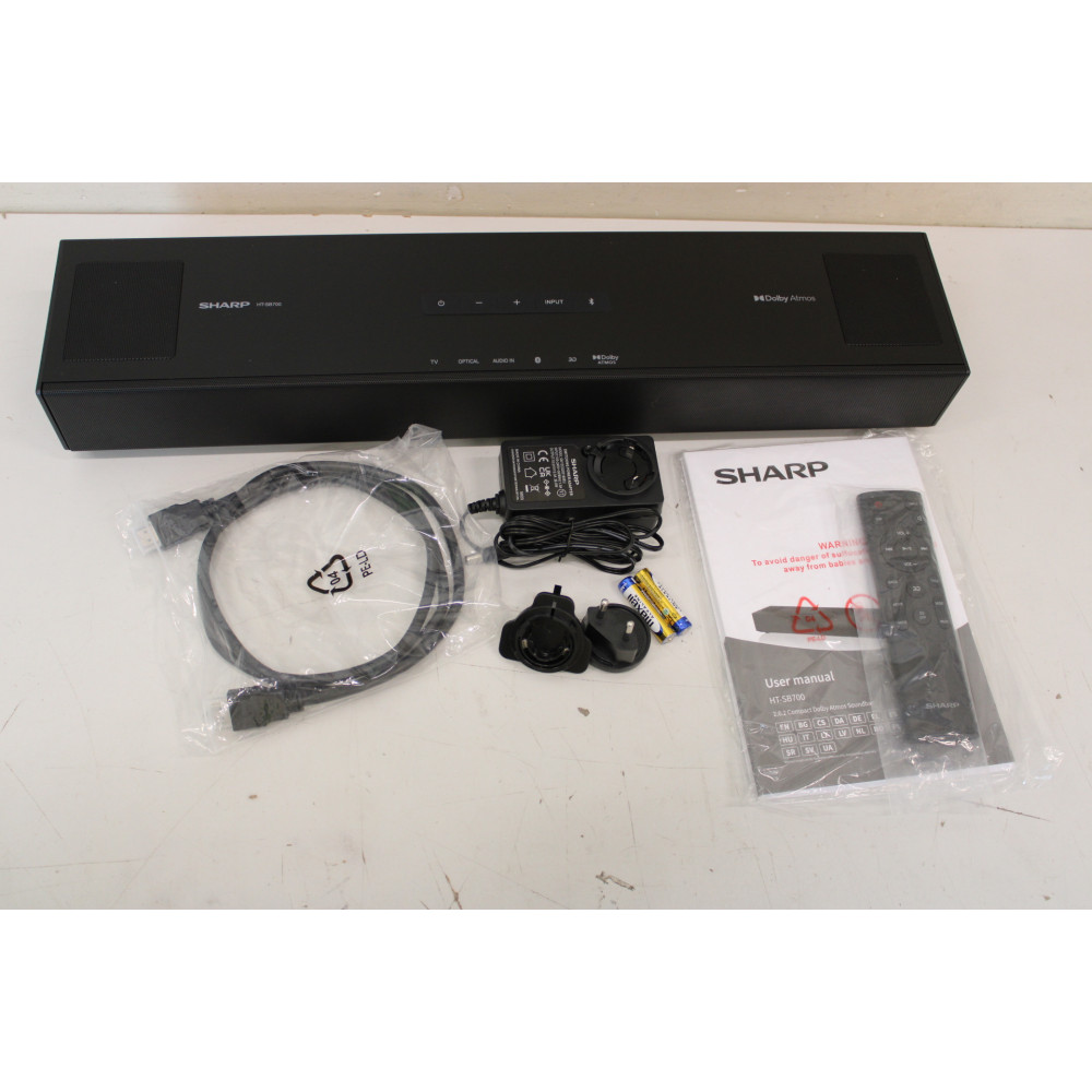 SALE OUT. Sharp HT-SB700 2.0.2 Compact Dolby Atmos Soundbar | Sharp 2.0.2 Compact Dolby Atmos Soundbar | HT-SB700 | 140 W | DEMO
