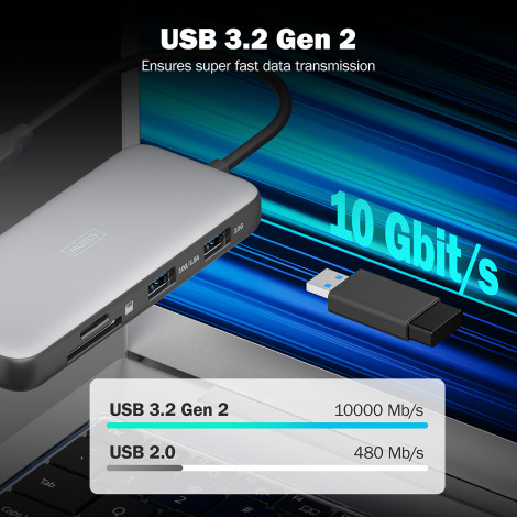 Digitus USB-C docking station, 8-port | DA-70915 | Ethernet LAN (RJ-45) ports 1 | HDMI ports quantity 2