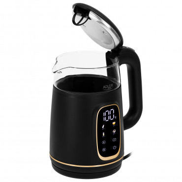 Adler Kettle with LED Display | AD 1305 | Electric | 2200 W | 1.7 L | Plastic | 360 rotational base | Black/Gold