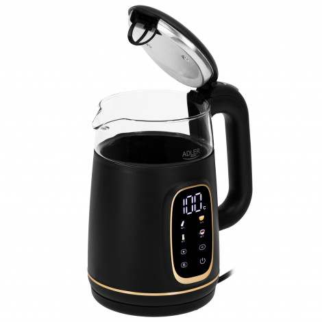Adler Kettle with LED Display | AD 1305 | Electric | 2200 W | 1.7 L | Plastic | 360 rotational base | Black/Gold