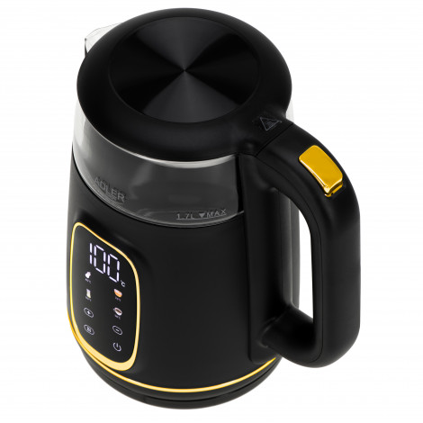Adler Kettle with LED Display | AD 1305 | Electric | 2200 W | 1.7 L | Plastic | 360 rotational base | Black/Gold