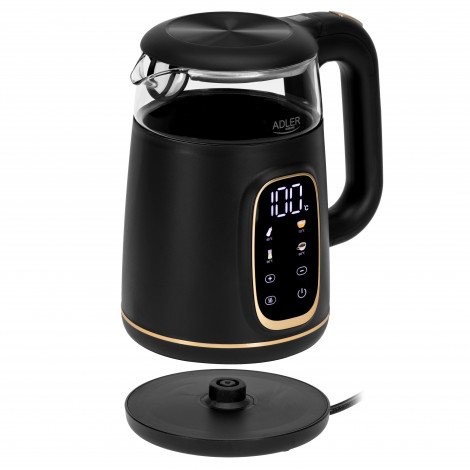 Adler Kettle with LED Display | AD 1305 | Electric | 2200 W | 1.7 L | Plastic | 360 rotational base | Black/Gold